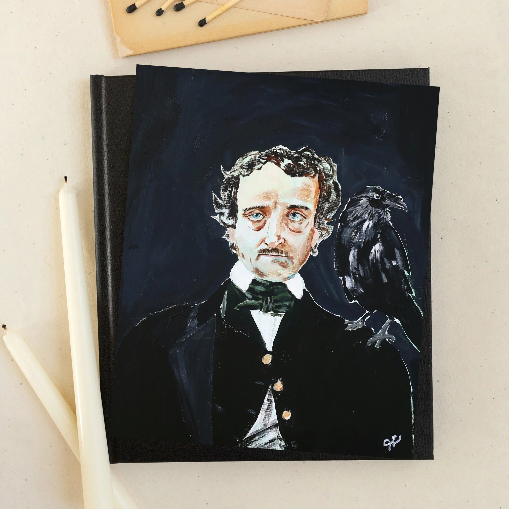 Edgar and the Raven Luxe Art Print | Lindsay Letters, LLC
