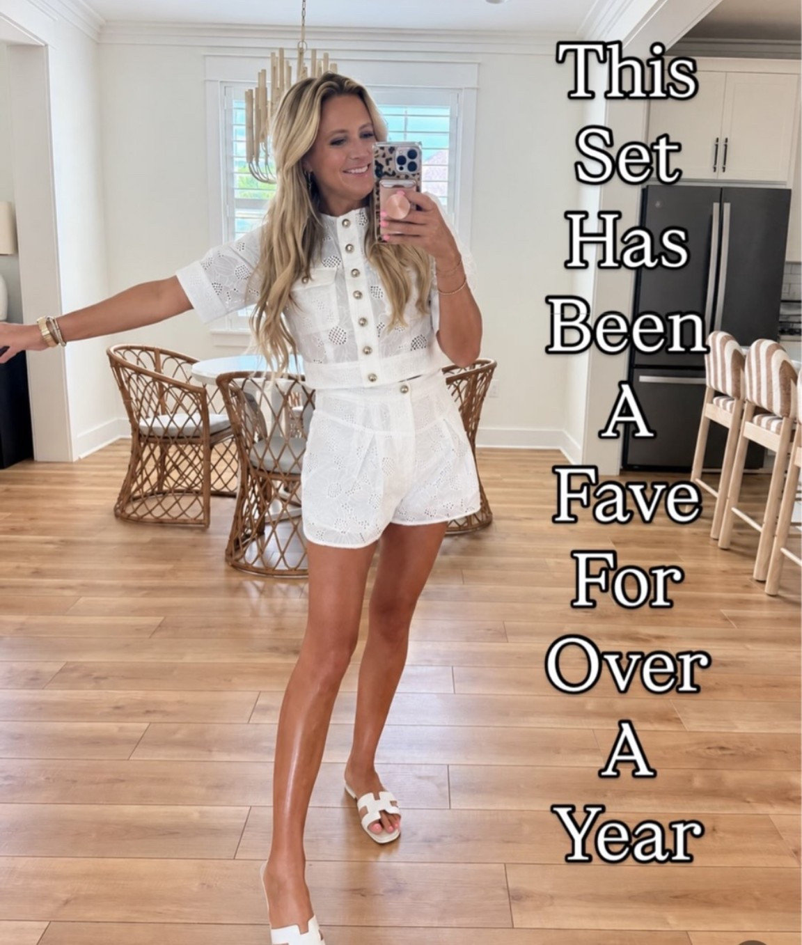 The prettiest white eyelet set 🤍 I love the gold button details and how effortlessly polished it looks. Perfect for vacations, bridal events, date nights, or any warm-weather occasion!

#LTKStyleTip #LTKSeasonal #LTKTravel