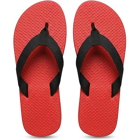 Red Rubber Thong Sandals for Women Beach Flip Flops Casual Comfortable Slip On Flat Sandals Ladie... | Amazon (US)