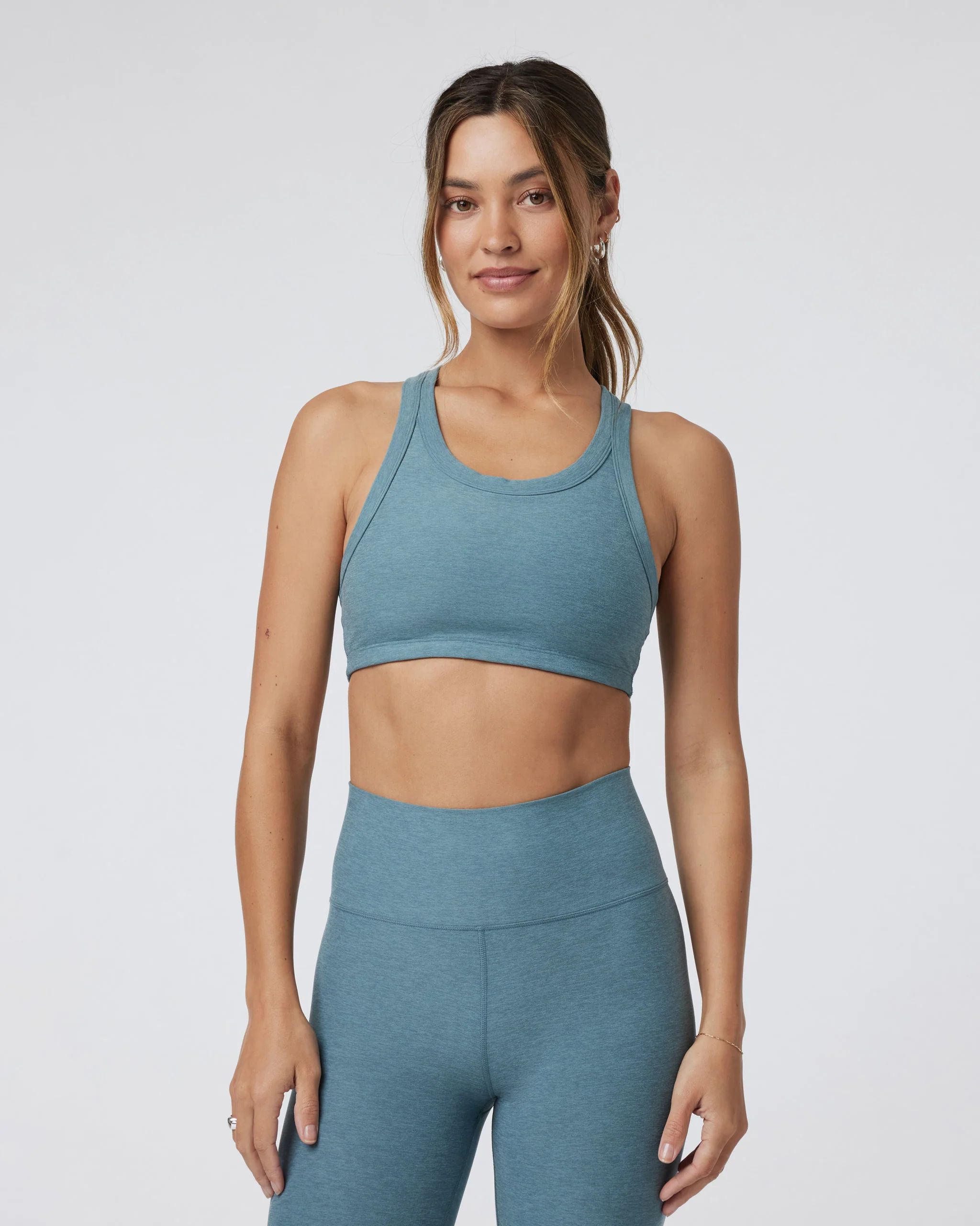 Elevation Racer Bra | Smoke Blue Racerback Sports Bra | Vuori | Vuori Clothing (US & Canada)