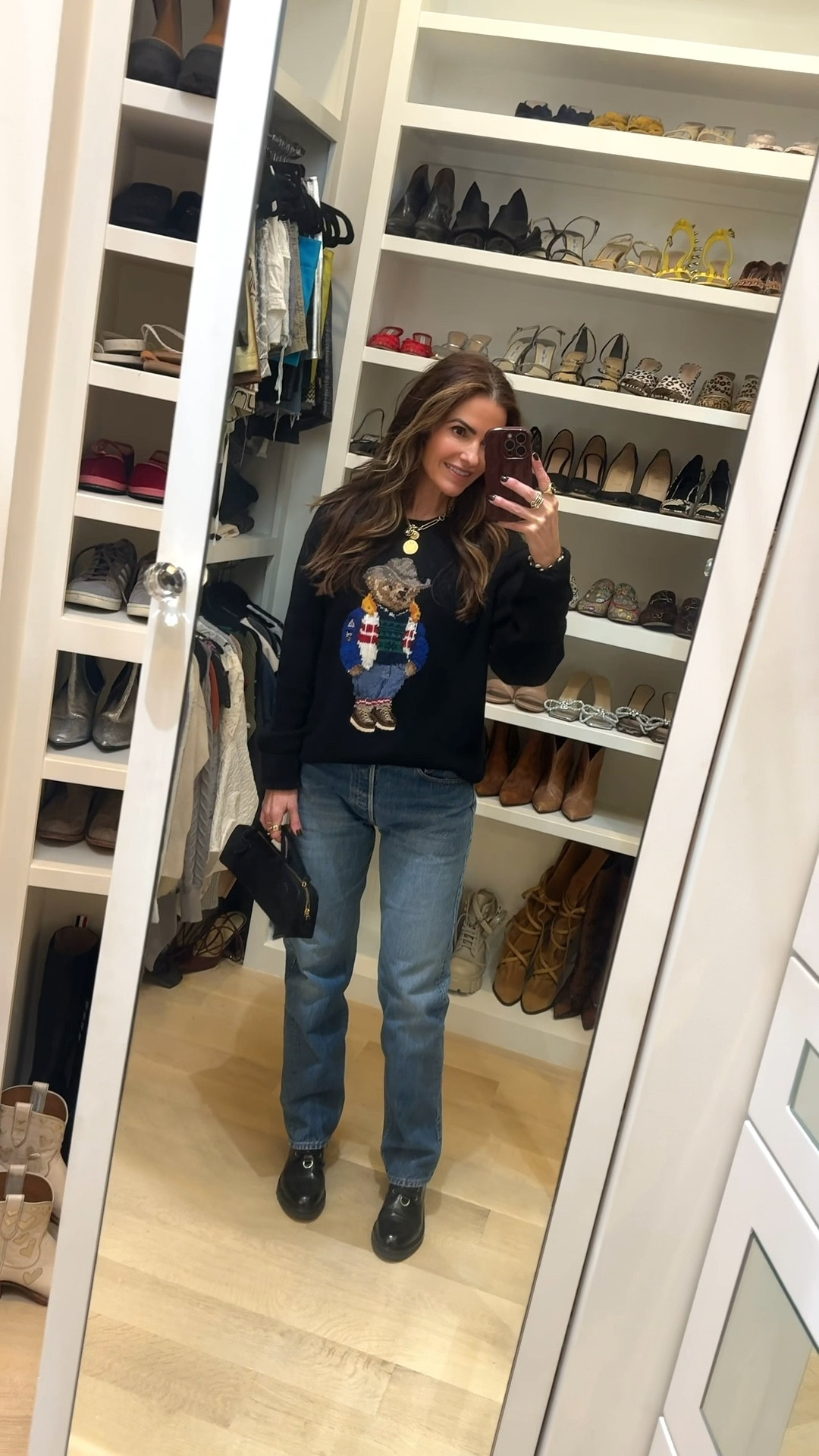 #gno off to bobbies airway grill celebrating a dear college friend tonight✨ found a few of my sold out/must have polo sweaters that i’ve linked below (fyi i’m wearing a large) * some other favs too! 

& i paired it along w my new vintage denim from @aavintedge

+ my go uber cool black boots (for warmth) & new black suede bag too! 

#LTKWatchNow #LTKStyleTip #LTKItBag