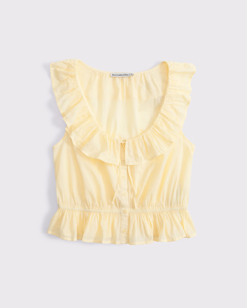Ruffle Scoopneck Button-Through Tank | Abercrombie & Fitch (US)