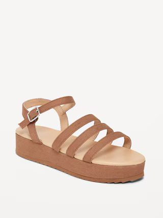 Twill Strappy Platform Sandals for Girls | Old Navy (US)