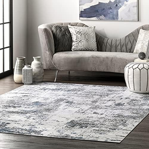 nuLOOM Dali Machine Washable Modern Abstract Area Rug, 8' Square, Grey | Amazon (US)
