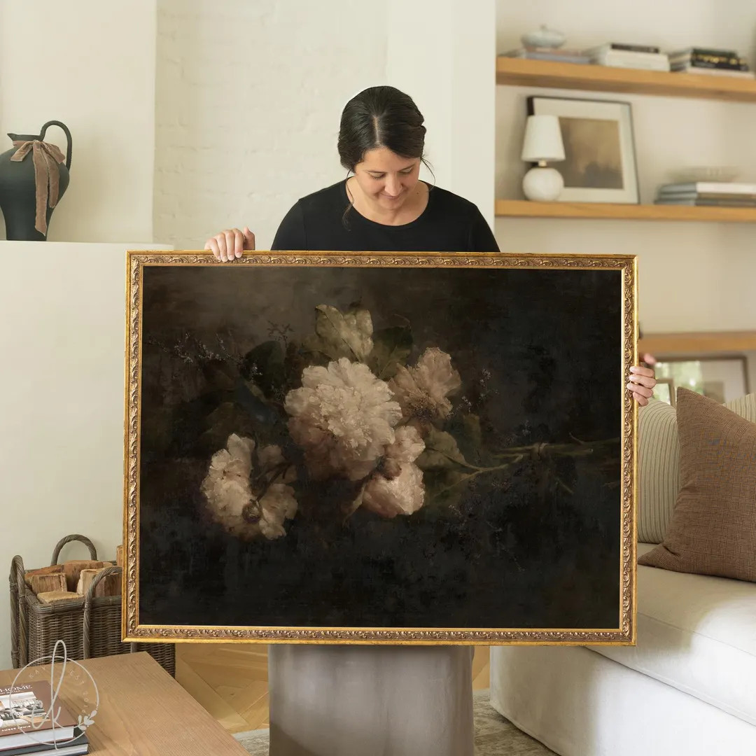 Moody Floral Wall Art | Framed Vintage Flower Painting | N121 - Etsy | Etsy (US)