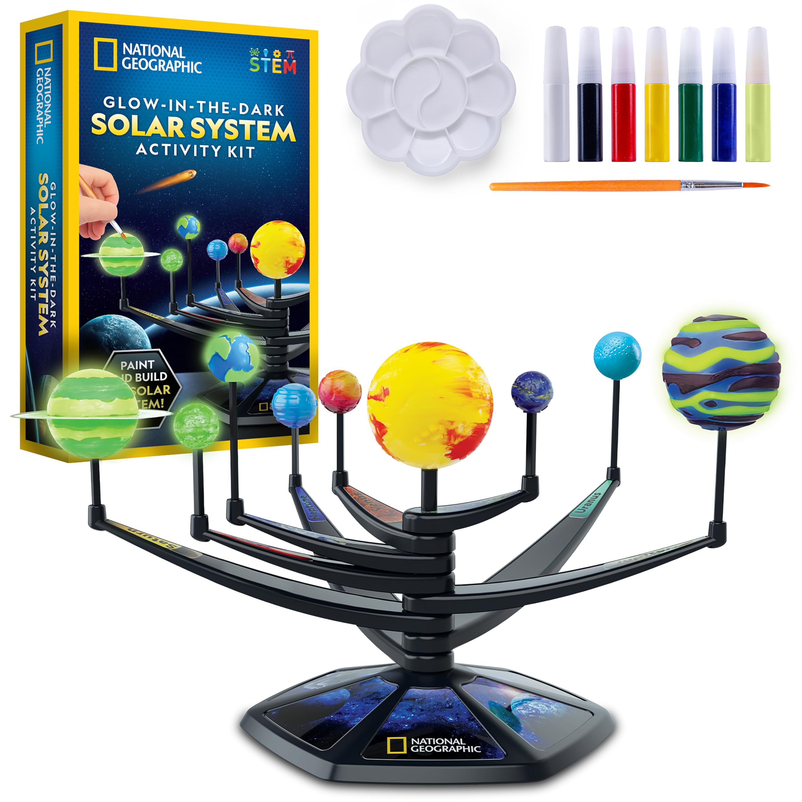 National Geographic Glow-in-The-Dark Solar System Model Kit for Kids - Build & Paint a 3D Planeta... | Amazon (US)