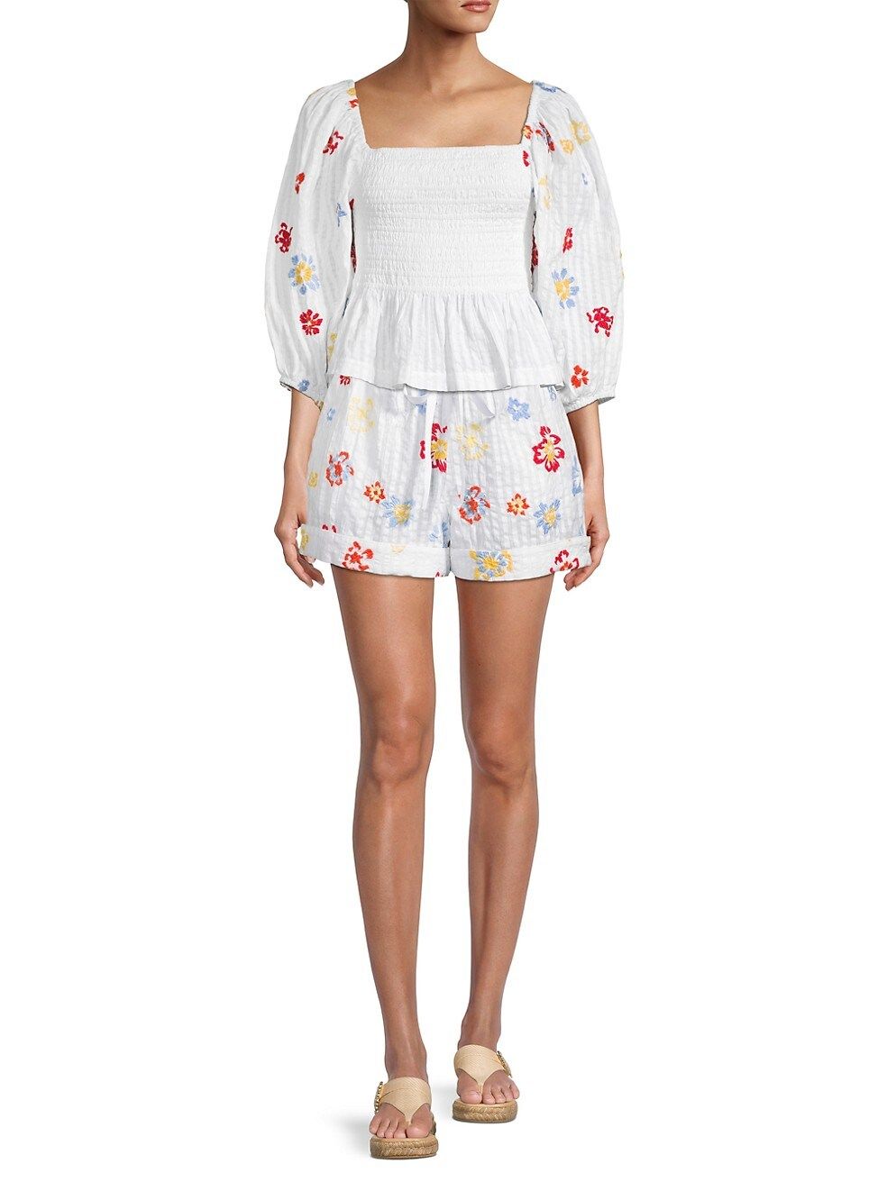 Floral Seersucker Drawstring Shorts | Saks Fifth Avenue