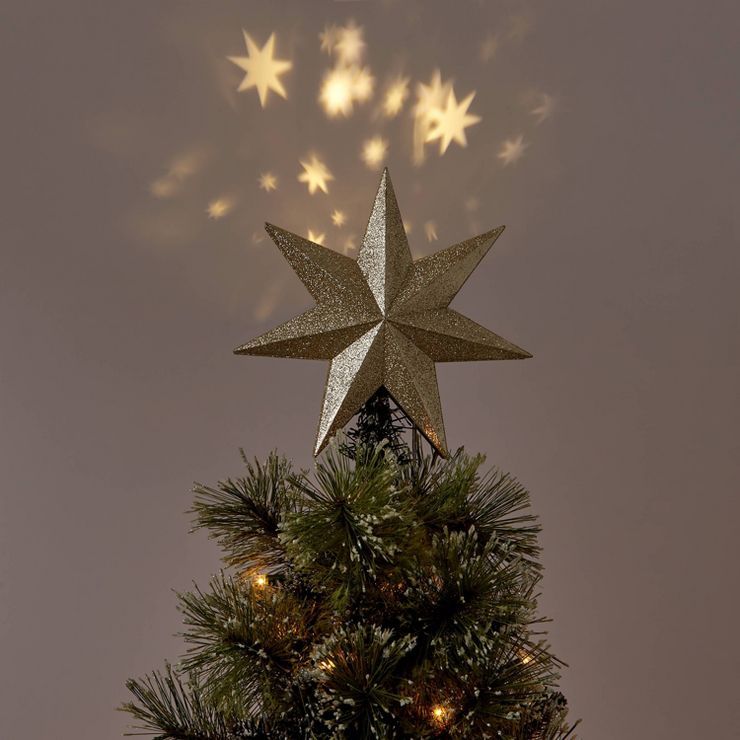 10.75&#34; LED Gold Glitter Star Christmas Tree Topper Warm White Lights - Wondershop&#8482; | Target