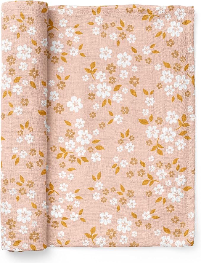 Muslin Swaddle Blanket – Whimsy Floral (Multi-Peach) Floral Baby Blanket Wrap Cute Infant Newbo... | Amazon (US)