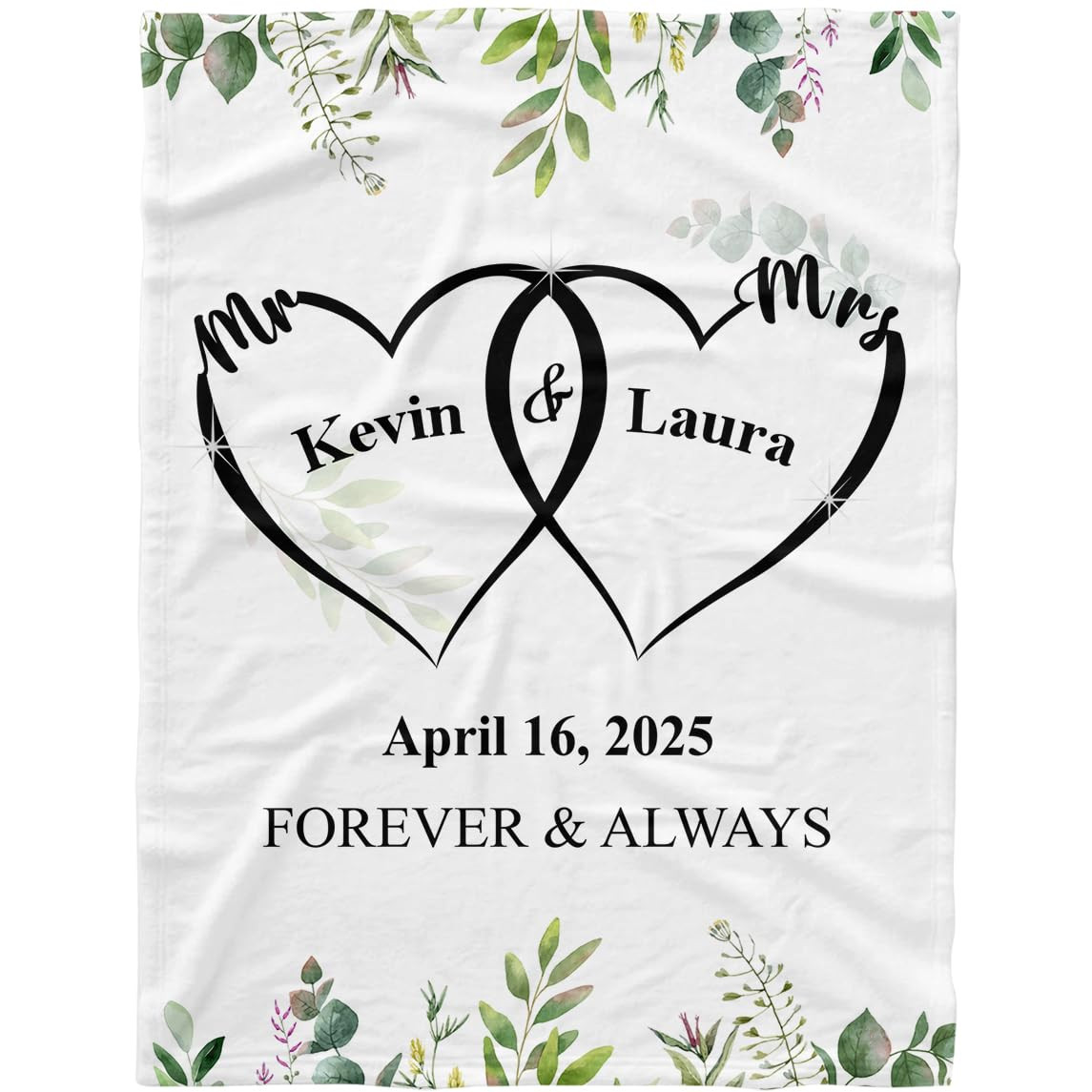 Personalized Forever and Always Blanket for Couples, Him Her Husband Wife Mr Mrs Wedding Blankets... | Amazon (US)