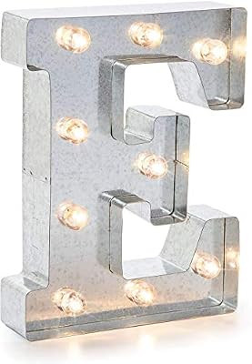 Darice Silver E – Vintage-Style Lighted Marquee Letter with On/Off Switch, Ideal for Weddings, ... | Amazon (US)