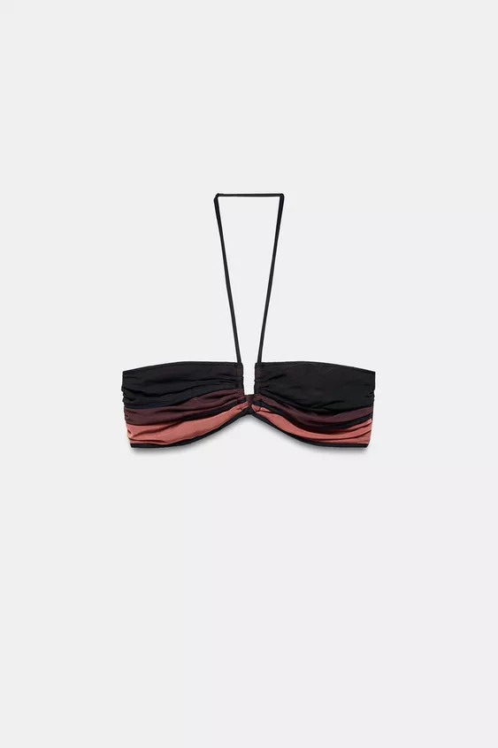 COMBINED TULLE BANDEAU BIKINI TOP | Zara US