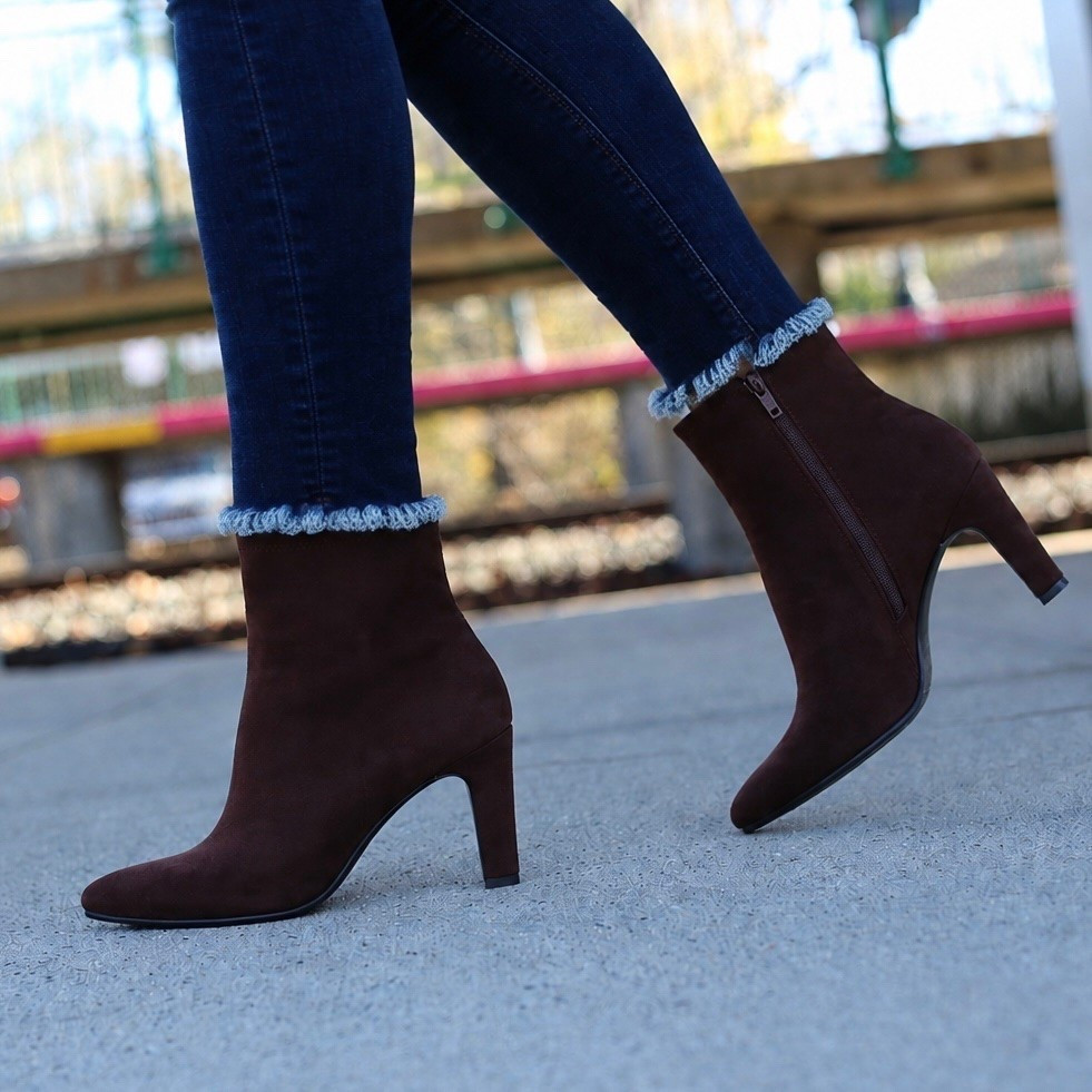 Brown faux suede booties from Walmart $40