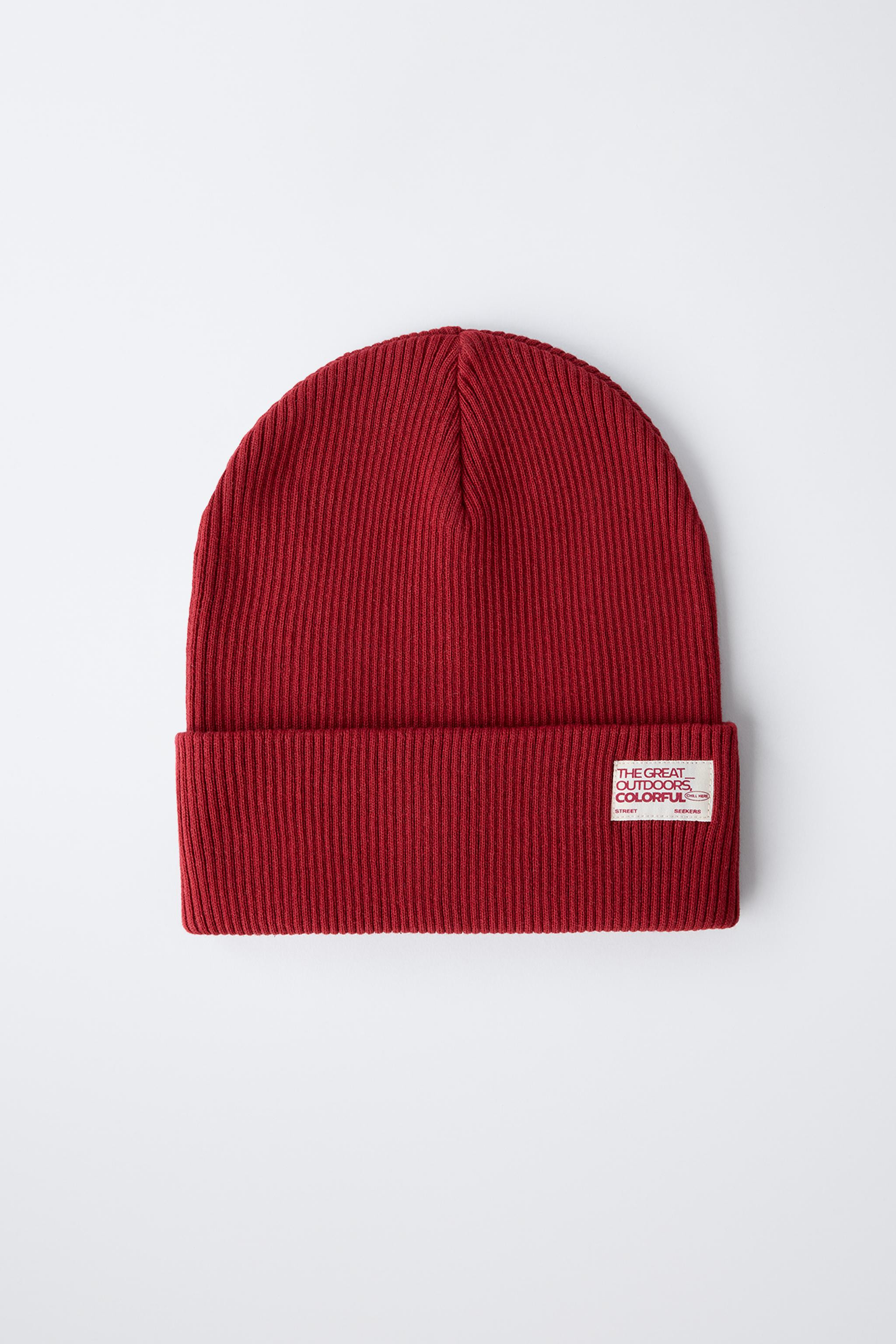 RIBBED KNIT BEANIE WITH LABEL | Zara UK