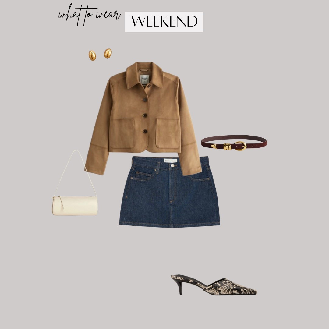 weekend outfit inspo- outfit idea


Suede jacket, denim skirt, snakeskin print, ootd style fashion, 

#LTKSeasonal #LTKShoeCrush #LTKItBag