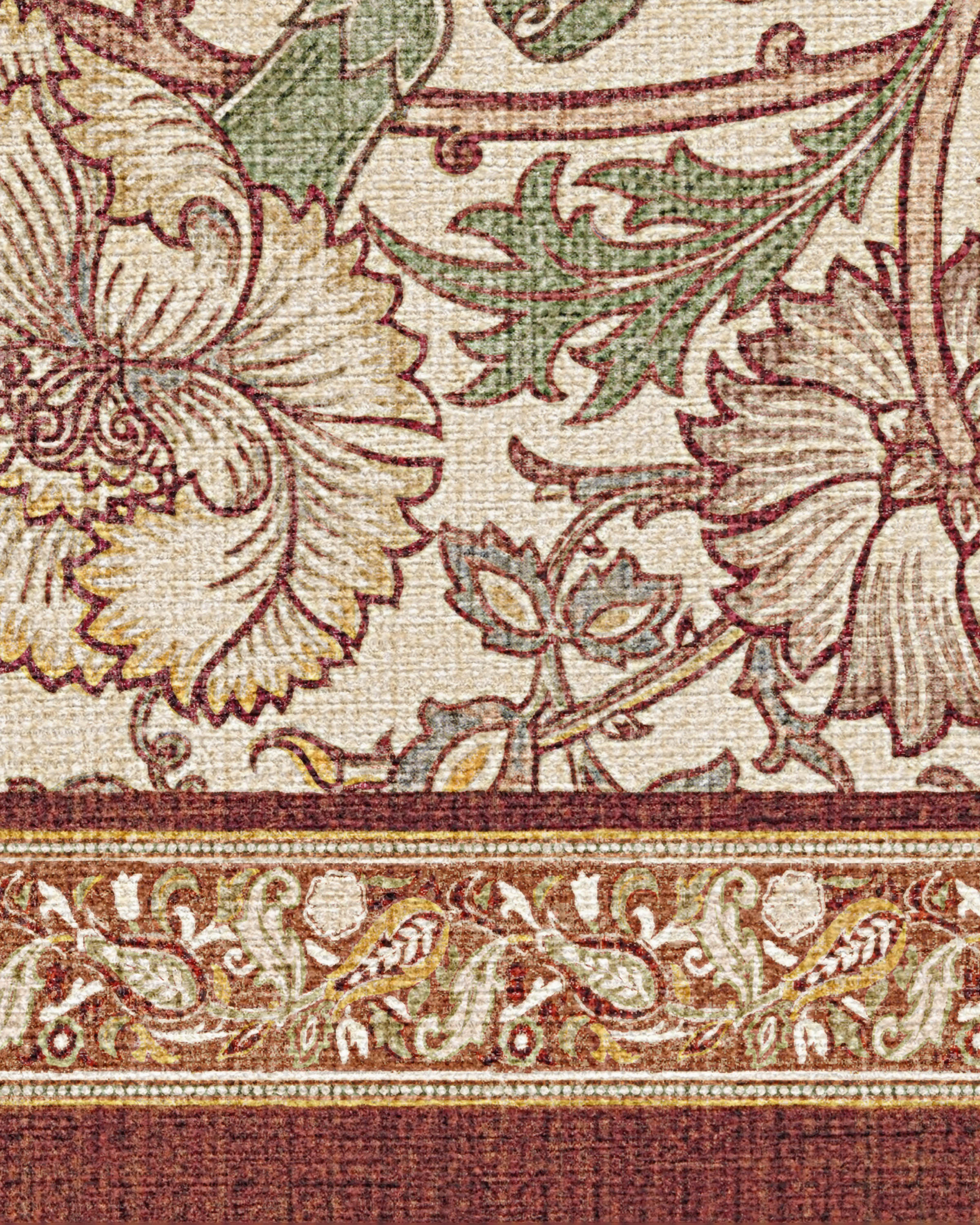 Morris & Co. Pink & Rose Burgundy Rug | Ruggable | Ruggable