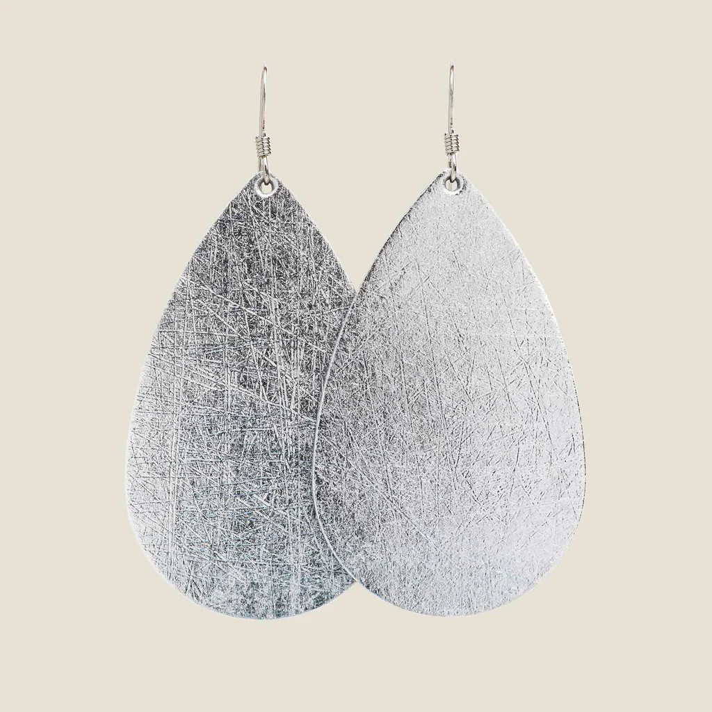 Vintage Silver Teardrops | Nickel and Suede