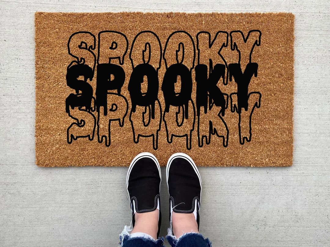 Spooky Halloween Doormat Pumpkin Fall Decor Personalized - Etsy | Etsy (US)