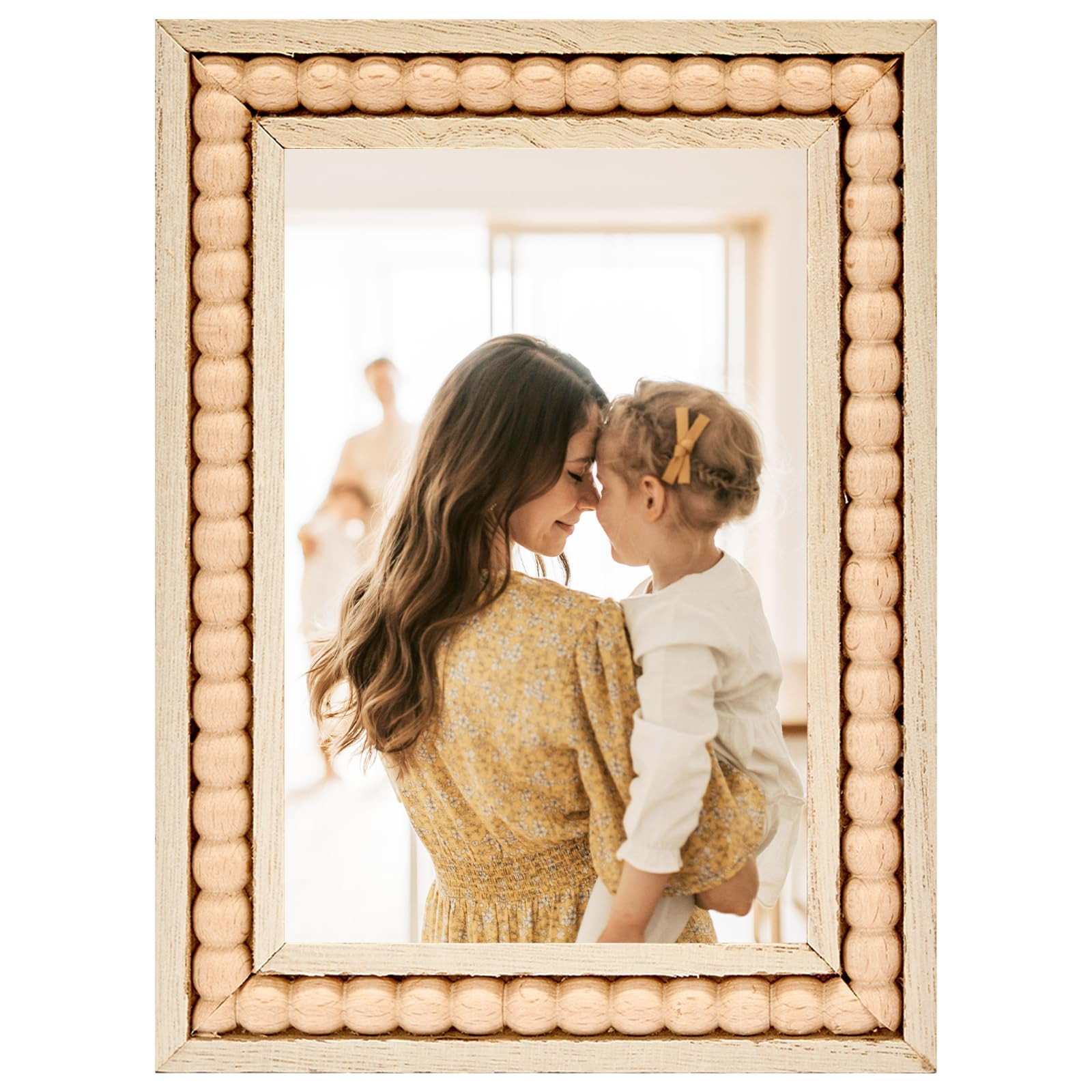 OMISHE Wood 4x6 Picture Frame with Decorative Beads for Wall Decor or Tabletop, Boho Rustic Handc... | Amazon (US)