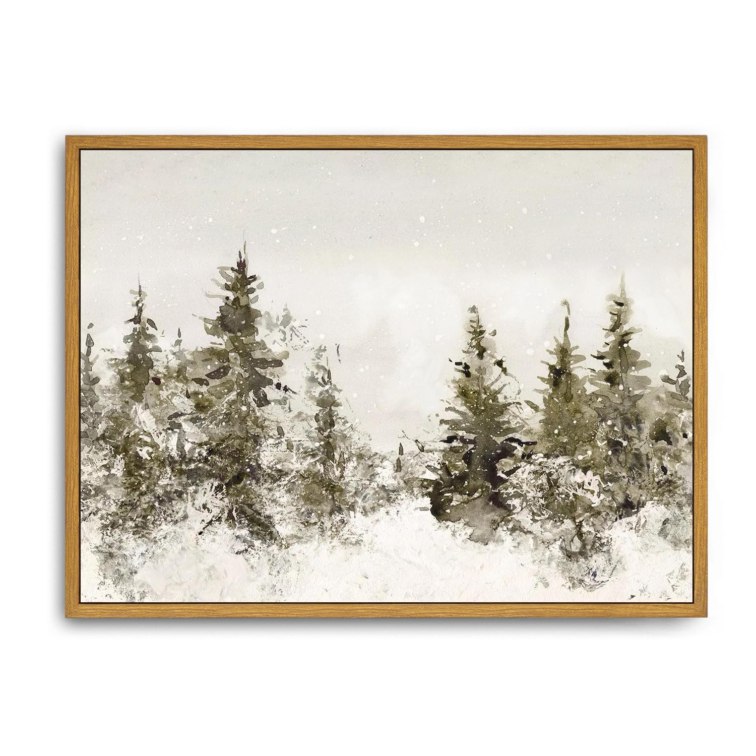 Roslynity Framed Canvas Wall Art Vintage Print Paintings Winter Forest Christmas Trees Landscape ... | Amazon (CA)