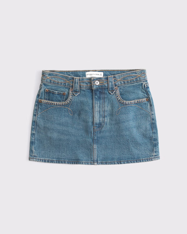 Embroidered Denim Mini Skirt | Abercrombie & Fitch (US)