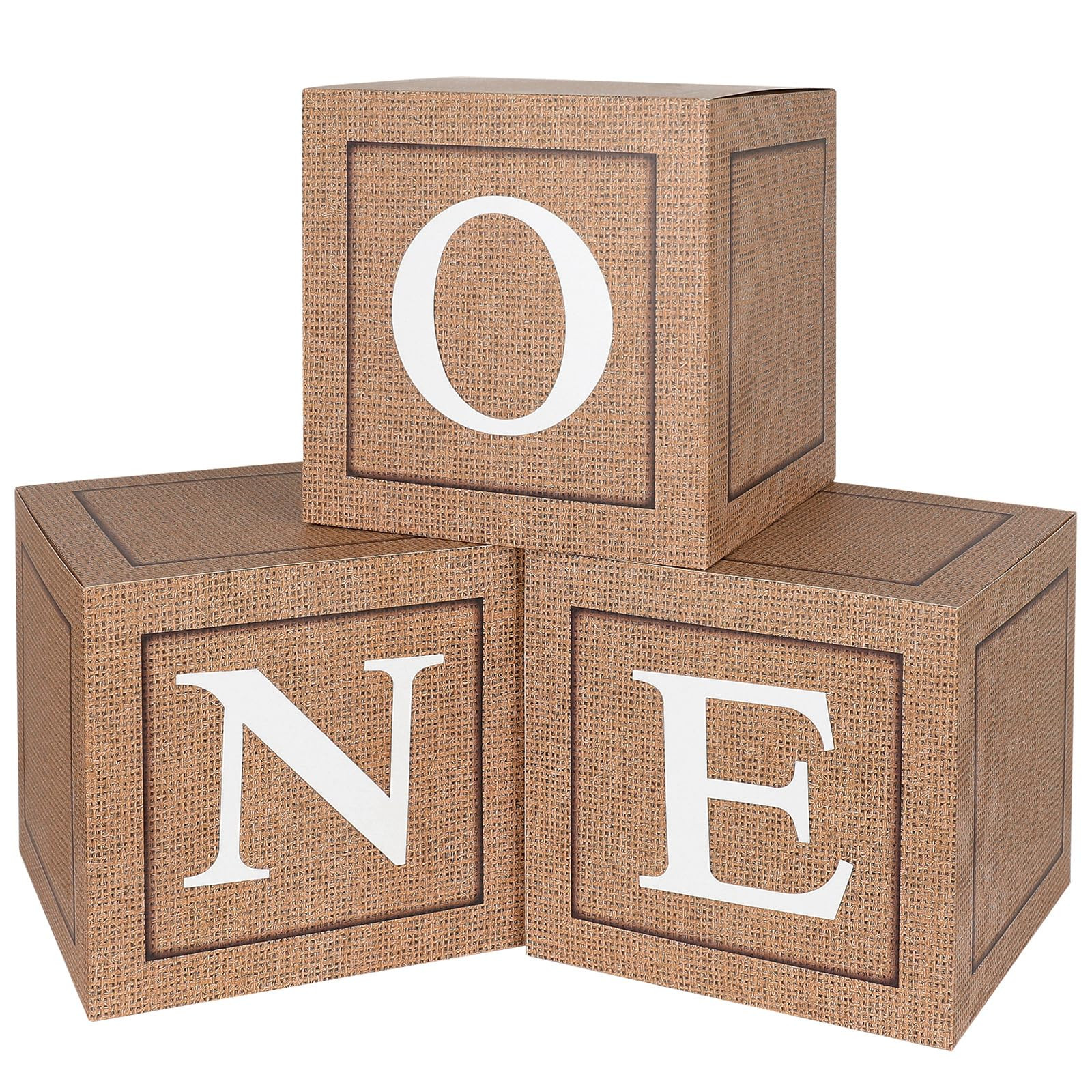 Burlap Print One Boxes for 1st Birthday, First Birthday Decorations With ONE TWO Letters For Phot... | Amazon (US)