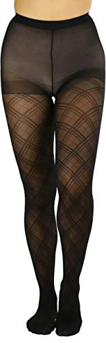 ToBeInStyle Women's Opaque Diamond Pattern Pantyhose - Black - One Size: Regular | Amazon (US)