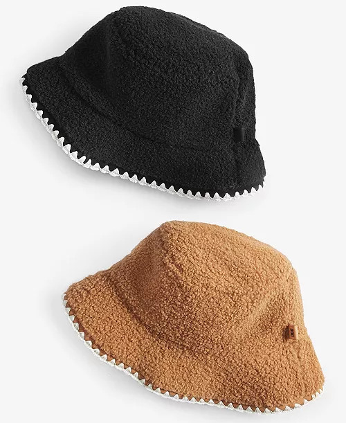 UGG® Fluff & Satin Reversible Scalloped Edge Bucket Hat - Macy's | Macy's