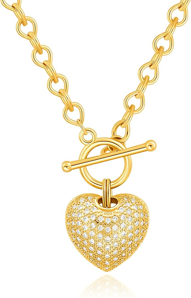 Aobei Pearl 18K Gold Plated Moon Star Lion Evil Eye Love Heart Cross Pendant Necklace Medallion P... | Amazon (US)