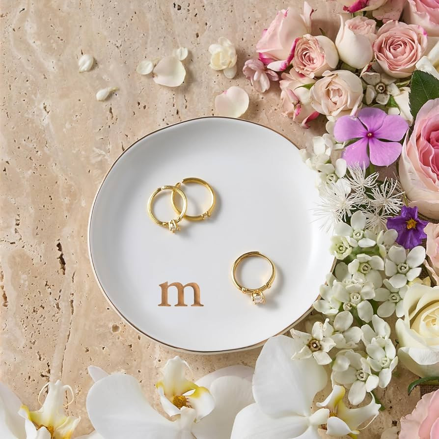 Lolalet Handmade Ceramic Ring Dish Jewelry Tray Plate with Initial, Small Monogram Gift for Her W... | Amazon (US)