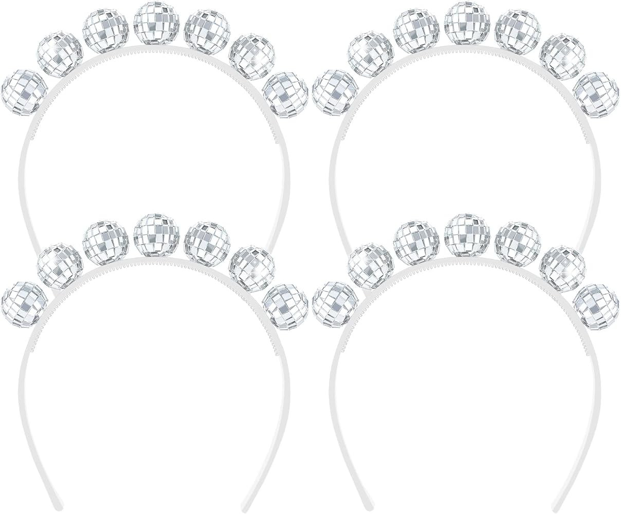Hicarer 4 Pcs New Years Headband 2025 Disco Ball Headband for Women, Disco Head band Accessories,... | Amazon (US)