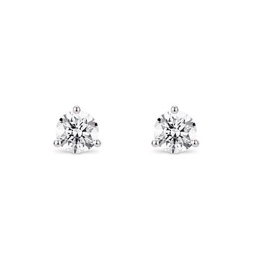 LIGHTBOX Lab-Grown Diamond Round Solitaire Martini Stud Earrings in 14k White Gold (1 ct. tw.) | ... | Blue Nile