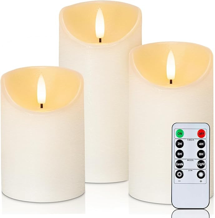 Homemory Flickering Flameless Candles, Realistic LED Candles with Remote and Timer, Textured Wax ... | Amazon (US)
