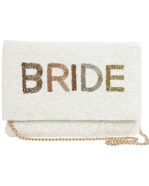 Clutch Purse for Wedding Day Beaded Clutch Purse Bachelorette Party Bridal Shower,Engagement Gift... | Amazon (US)