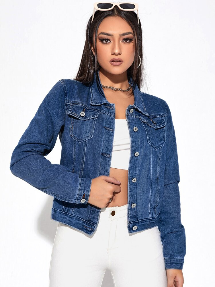 Ripped Trucker Denim Jacket | SHEIN