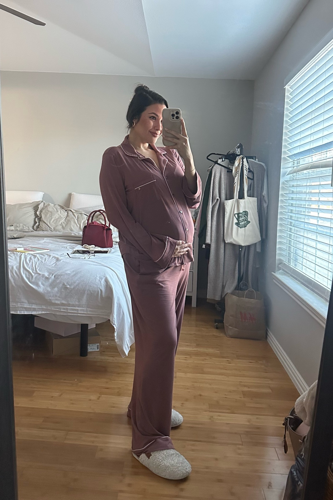 Favorite pajamas + slippers at 27 weeks pregnant 

#LTKBump #LTKStyleTip #LTKMidsize