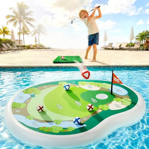 Funscape Kids Inflatable Golf Pool Toys, Fun Swimming Pool Game, Floating Water Chipping Green W/... | Amazon (US)