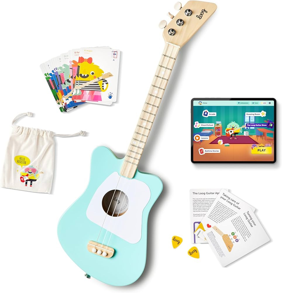 Loog Mini Acoustic kids Guitar for Beginners 3-strings Ages 3+ Learning app and lessons included | Amazon (US)