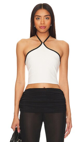 Sirena Contrast Halter Top in White | Revolve Clothing (Global)