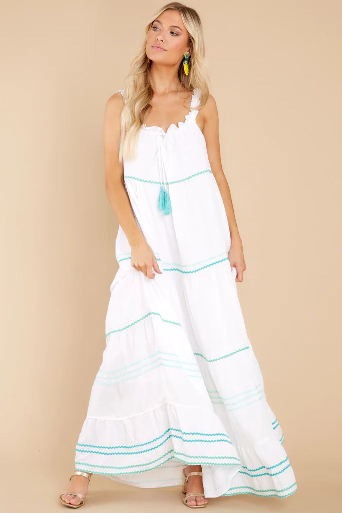 Sunny Times White And Seafoam Multi Stripe Maxi Dress | Red Dress 