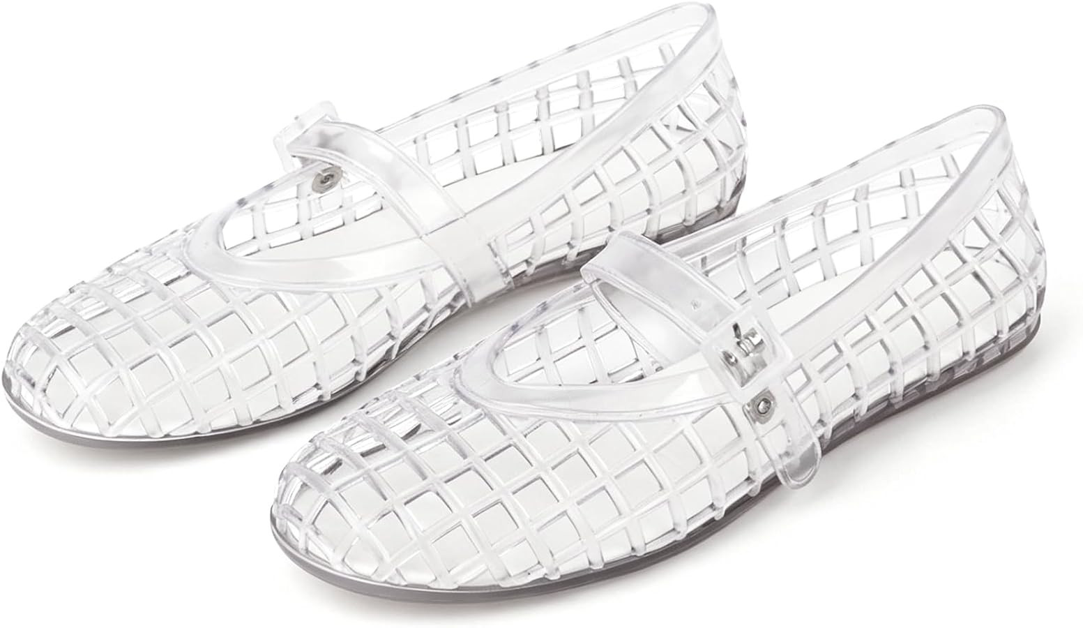 KISSASA Jelly Ballet Flats for Women Mary Jane Jelly Sandals Clear Mesh Jellies Shoes Breathable ... | Amazon (US)
