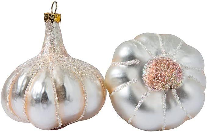 2 Pack 2.8'' Hand Blown Glass Garlic Christmas Ornament, Hand Painted Glass Food Ornaments for Ch... | Amazon (US)