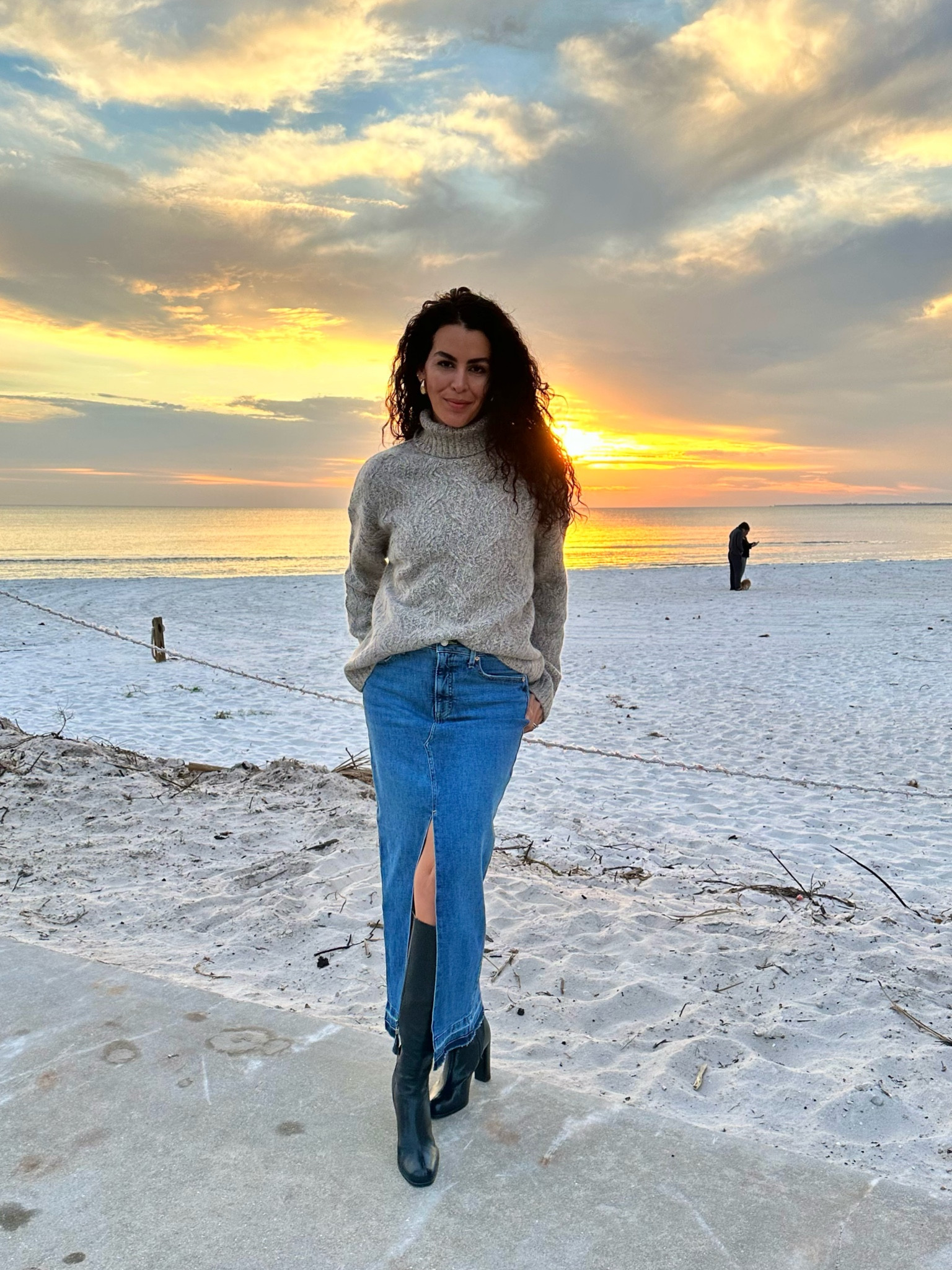 Softest cashmere sweater! Skirt is so comfy with lots of stretch. Boots are old Prada. Adding similar boots. 

Casual outfit,  every day outfit, date night, maxi Jean skirt, black tall boots. Fall outfit 

#LTKsalealert #LTKSeasonal #LTKHoliday