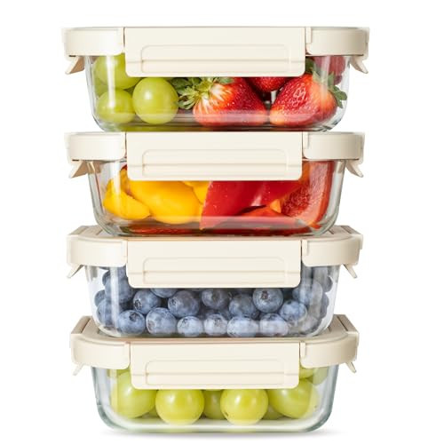 Simple Deluxe Food Meal Prep Containers with Exclusive Glass Lids, Glass Storage Containers with Lids, BPA-Free, Glass Lunch Boxes for Lunch, Pantry Organizers and Storage, Freezer to Oven Safe | Amazon (US)