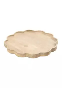 Crown & Ivy™ Light Acacia Wood Scalloped Serving Tray | Belk