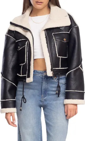 Bonded Moto Jacket with Faux Shearling Trim | Nordstrom