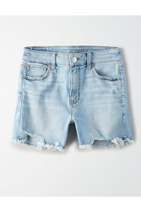 AE Ne(x)t Level High-Waisted Denim Midi Short | American Eagle Outfitters (US & CA)