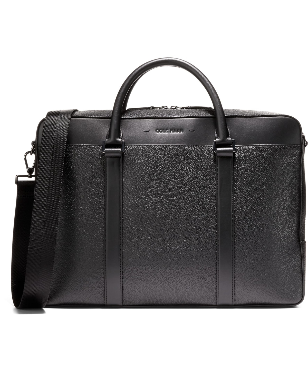 Cole Haan Triboro Medium Leather Briefcase Bag - Black | Macy's
