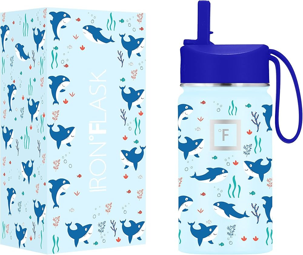 IRON °FLASK Kids Water Bottle - Straw Lid, 20 Name Stickers, Vacuum Insulated Stainless Steel, D... | Amazon (US)