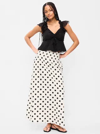 Twill Smocked-Waist Maxi Skirt | Old Navy (US)